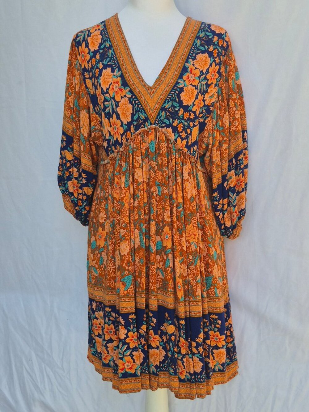 GiGio USA Floral Print BOHO Short Sleeve Women's Mini Dress Size M